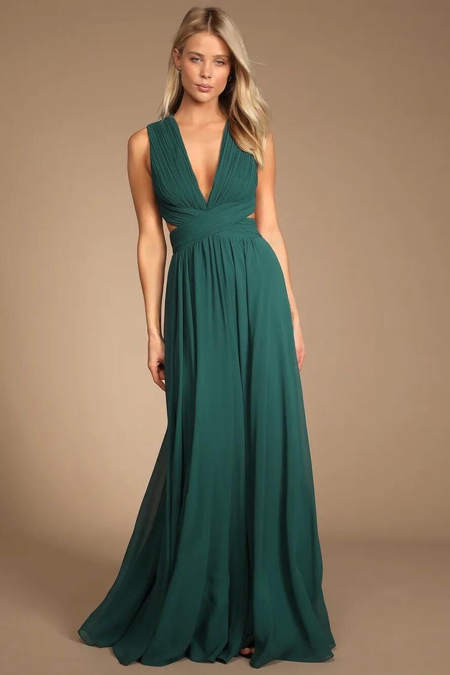 Lulus Vivid Imagination Emerald Green Cutout Maxi Dress Wedding Formal Small